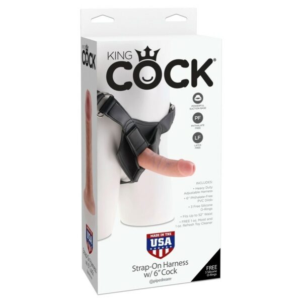 King Cock Strap-on Harness w/6" Cock Flesh
