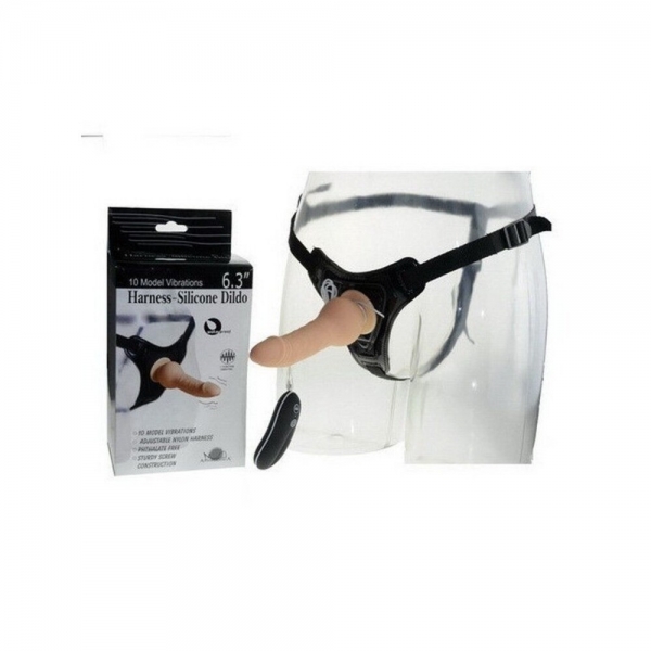 Vibrating Harness, Silicone Dildo
