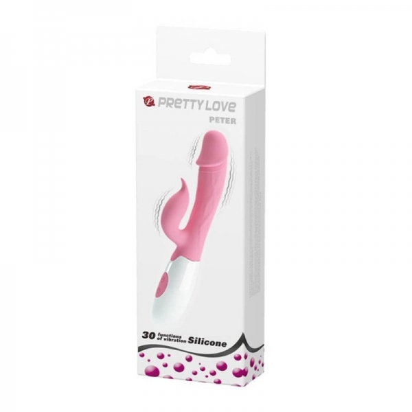 Pretty Love Peter Silicone Rabbit Vibrator - Baby Pink