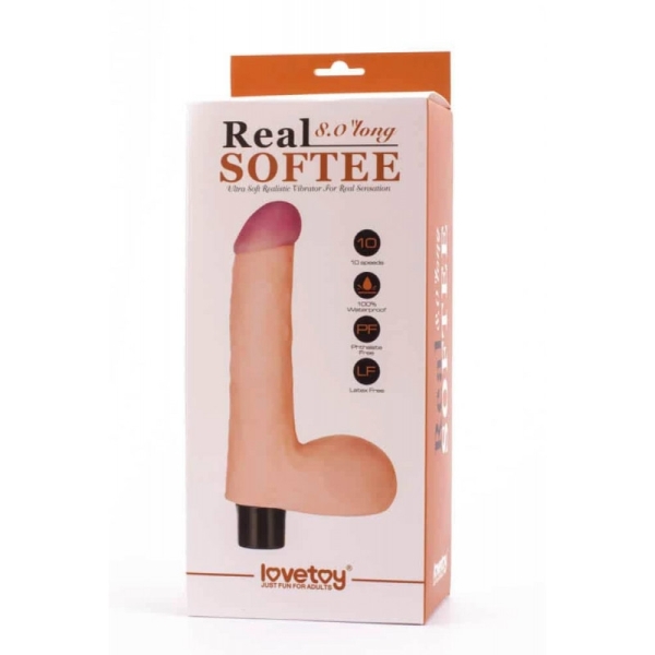 8" Real Softee Vibrating Dildo W/ Balls 4