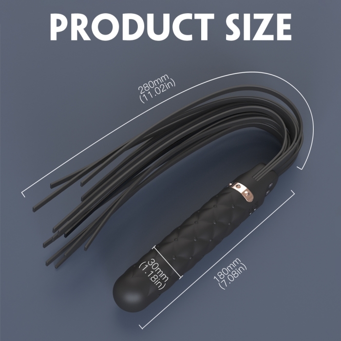 Silay Vibrator & Whip 9 Vibration Modes, Silicone, USB Rechargeable- Black - Image 7