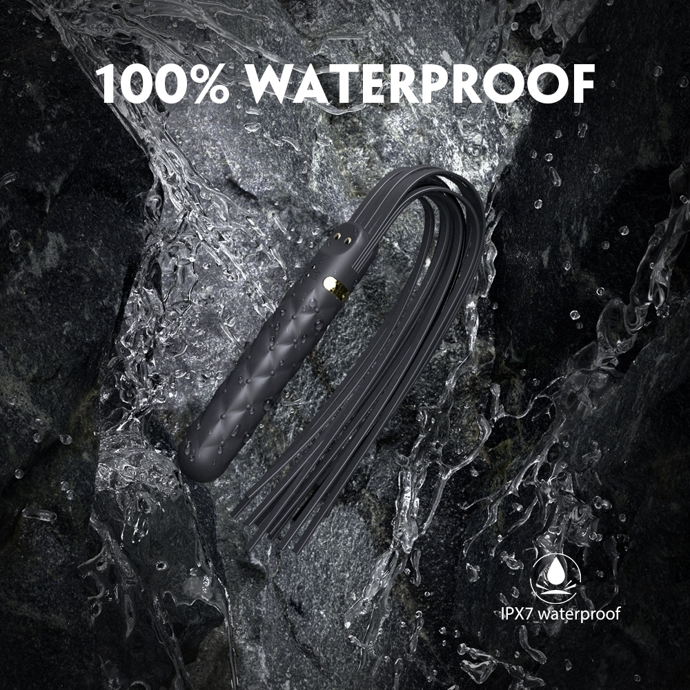 Silay Vibrator & Whip 9 Vibration Modes, Silicone, USB Rechargeable- Black - Image 5