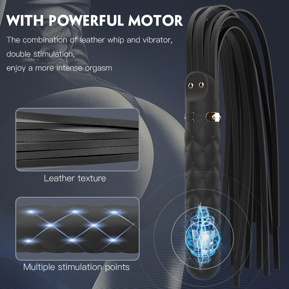 Silay Vibrator & Whip 9 Vibration Modes, Silicone, USB Rechargeable- Black - Image 6