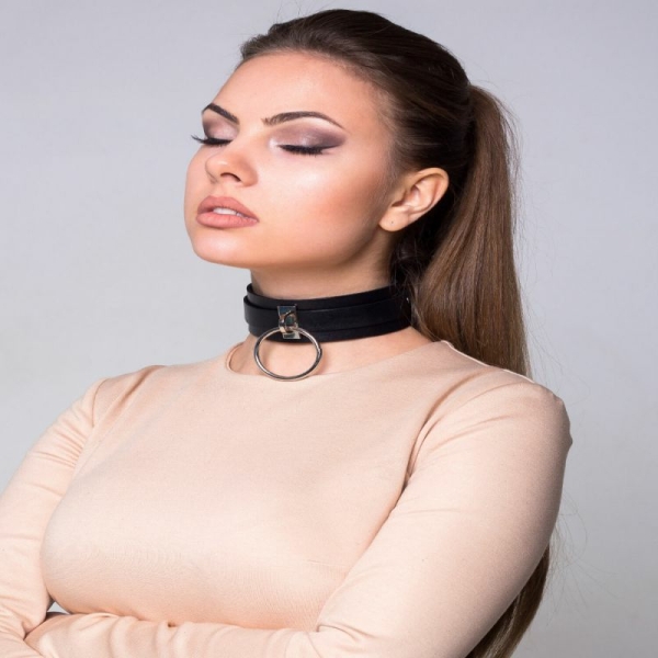 BDSM Eco Leather Collar w/ O ring.