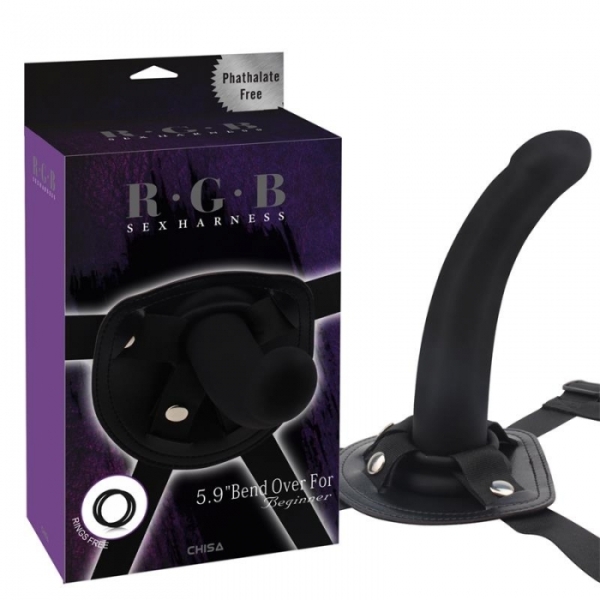 Strap On Bend Over Silicon Dildo Black 15 cm