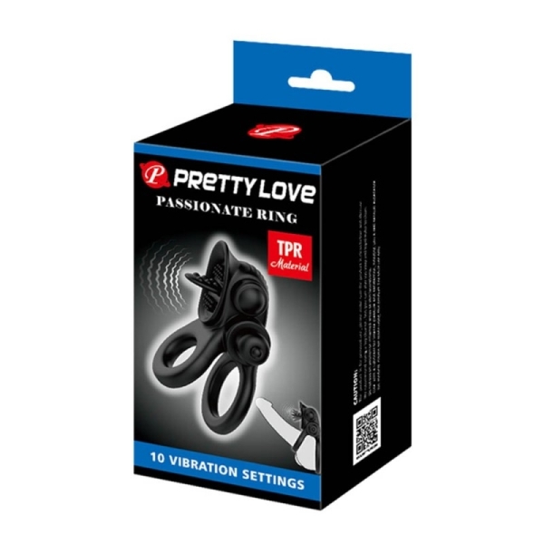 Pretty Love Passionate Vibrating Penis Ring - Black
