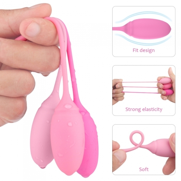 Set Colors 3 Silicone Vaginal Kegel Balls - Pink