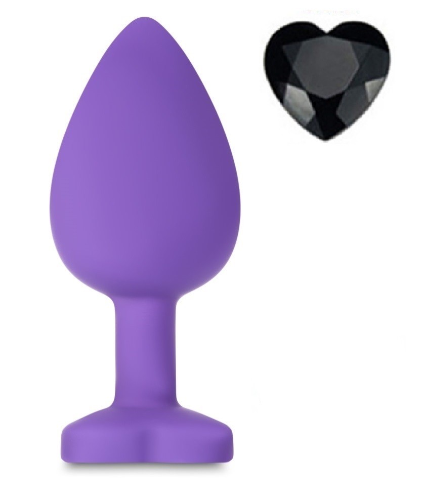 Anal Silicone Small Plug Brighty with Heart Shape Color Diamond Base / Assorted Colors - Image 20