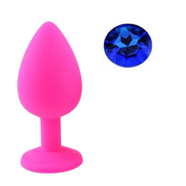 Anal Silicone Color Buttplug Large With Crystal Base / Assorted Colors