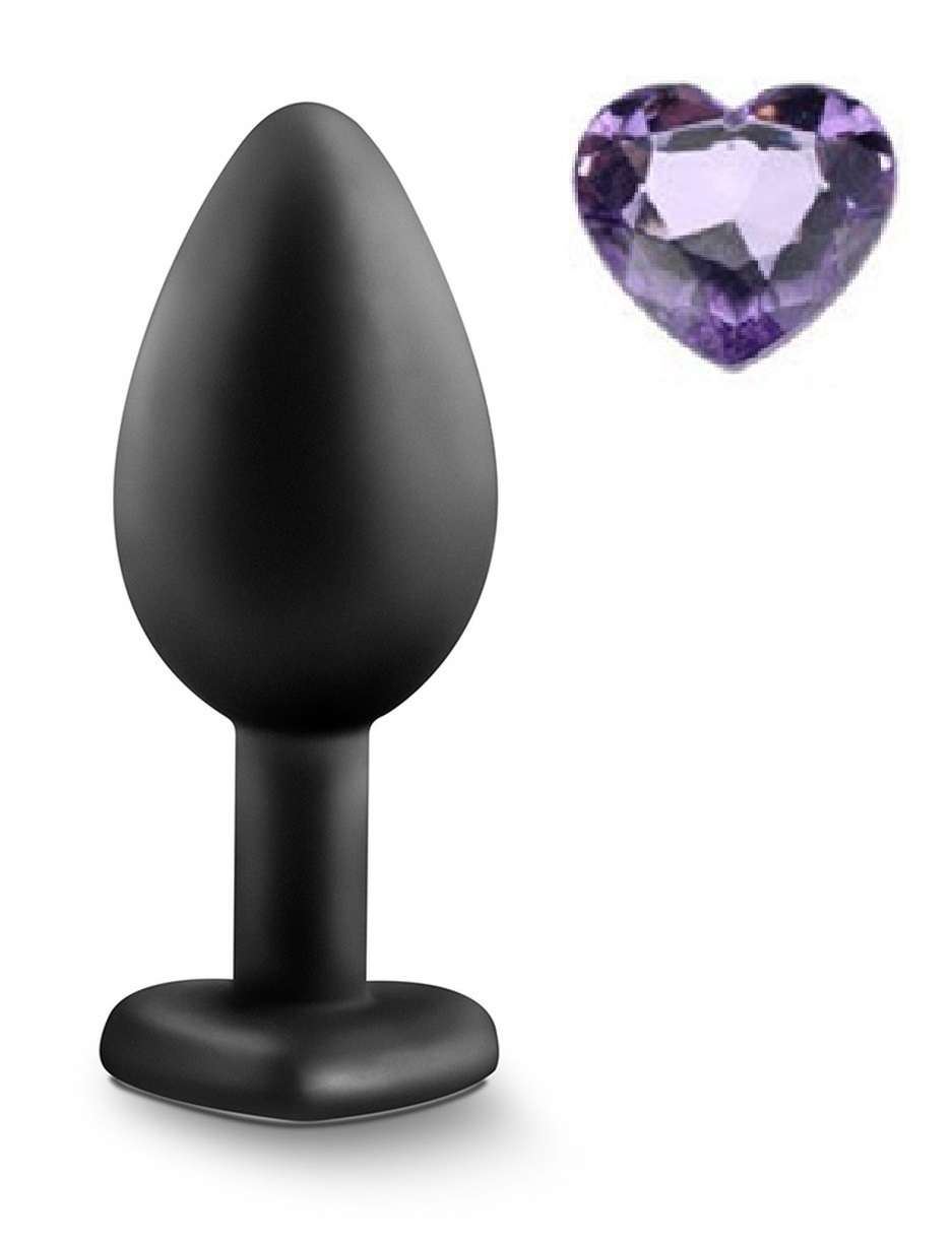 Anal Silicone Small Plug Brighty with Heart Shape Color Diamond Base / Assorted Colors - Image 4