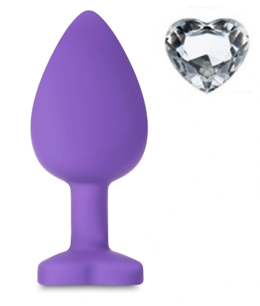 Anal Silicone Small Plug Brighty with Heart Shape Color Diamond Base / Assorted Colors - Image 5
