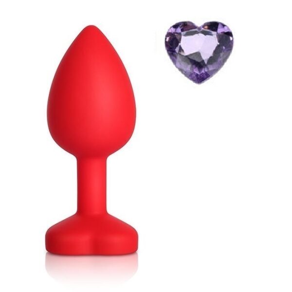 Anal Silicone Small Plug Brighty with Heart Shape Color Diamond Base / Assorted Colors