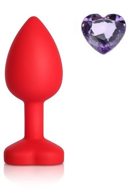 Anal Silicone Small Plug Brighty with Heart Shape Color Diamond Base / Assorted Colors