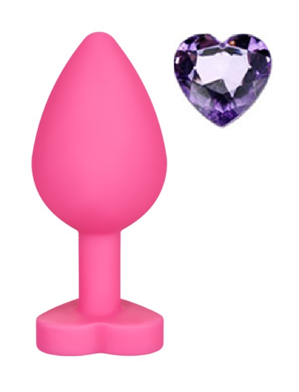 Anal Silicone Small Plug Brighty with Heart Shape Color Diamond Base / Assorted Colors - Image 15