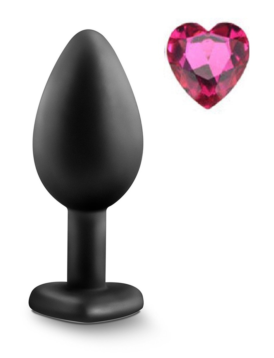 Anal Silicone Small Plug Brighty with Heart Shape Color Diamond Base / Assorted Colors - Image 3