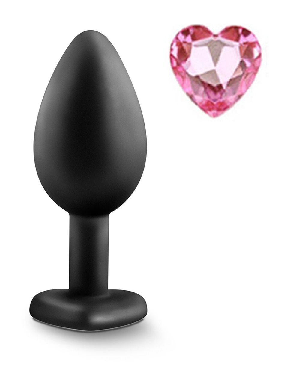 Anal Silicone Small Plug Brighty with Heart Shape Color Diamond Base / Assorted Colors - Image 19
