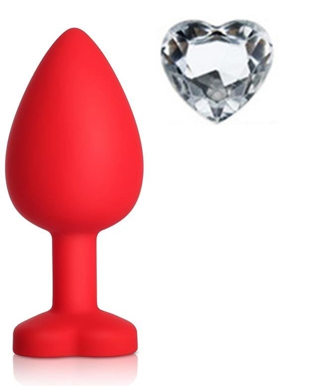 Anal Silicone Small Plug Brighty with Heart Shape Color Diamond Base / Assorted Colors - Image 2