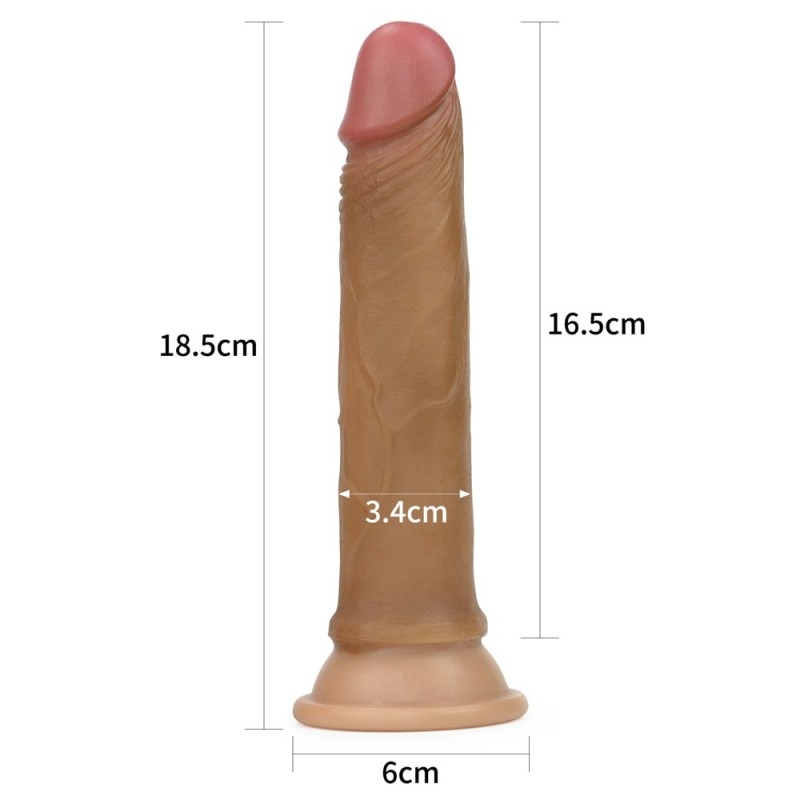 7'' Dual layered Platinum Silicone Cock Brown - Image 2