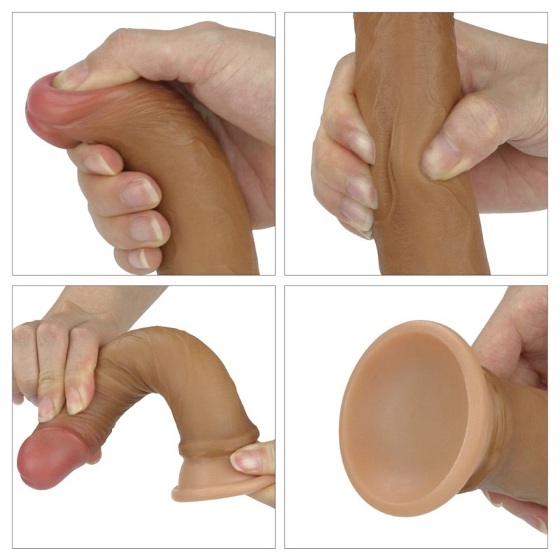 7'' Dual layered Platinum Silicone Cock Brown - Image 3