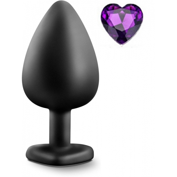 Anal Silicone Large Plug Brighty with Heart Shape Color Diamond Base / Assorted Colors