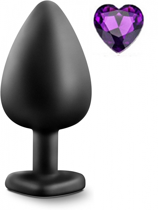 Anal Silicone Large Plug Brighty with Heart Shape Color Diamond Base / Assorted Colors