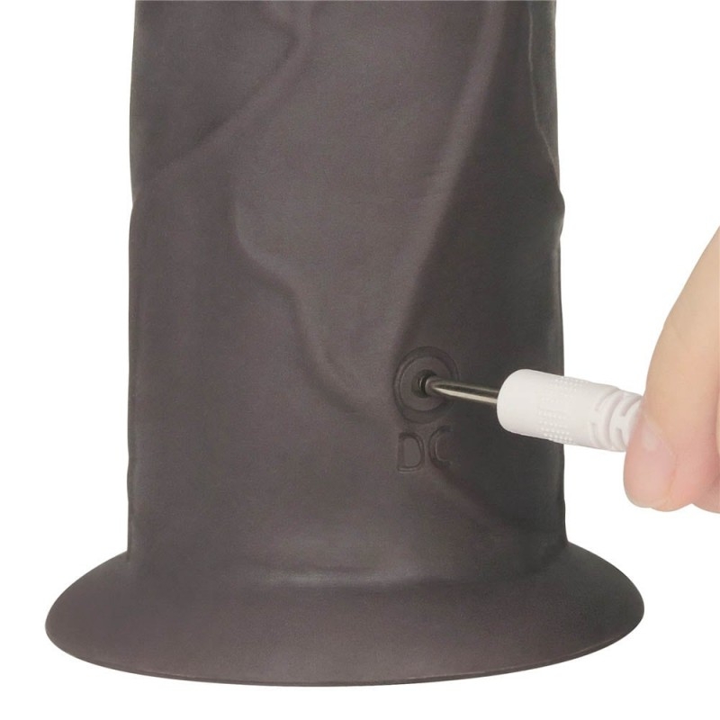 9.0" Dual Layered Platinum Silicone Rotator & Vibrating Rechargeable Cock - Brown - Image 5