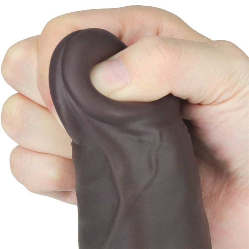 9.0" Dual Layered Platinum Silicone Rotator & Vibrating Rechargeable Cock - Brown - Image 6