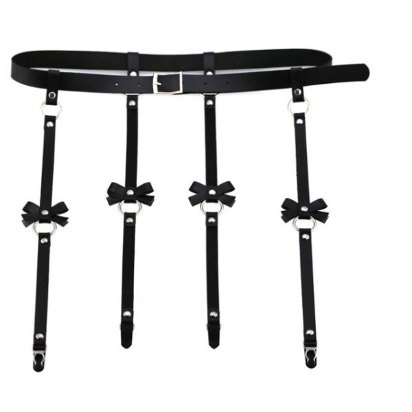 Garter Belt Harness System with Bows, Eco Leather - O/S