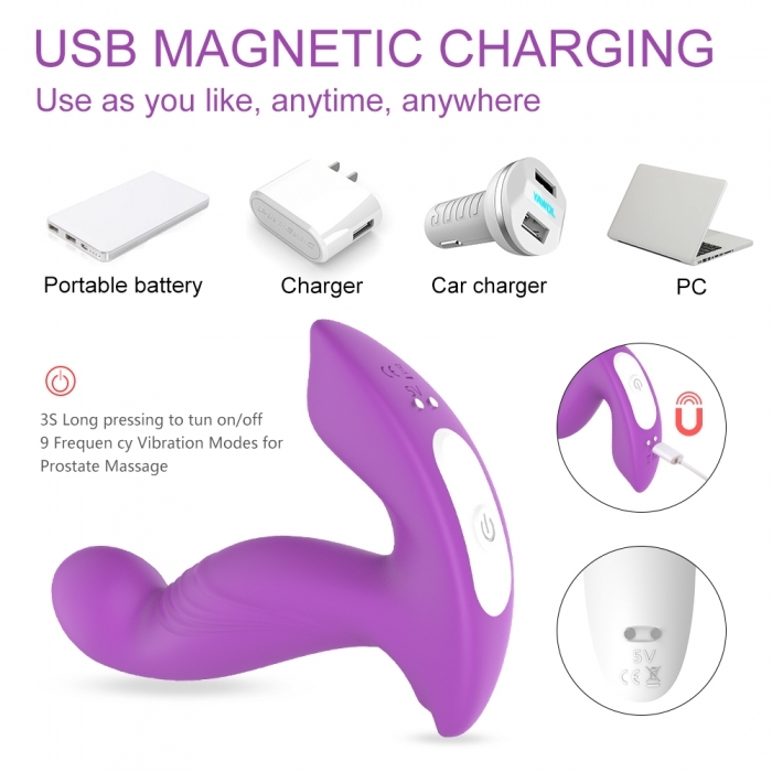 Maxim Remote Control USB Rechargeable Stimulator, 9 Vibration & Rotation Modes - Purple - Image 3