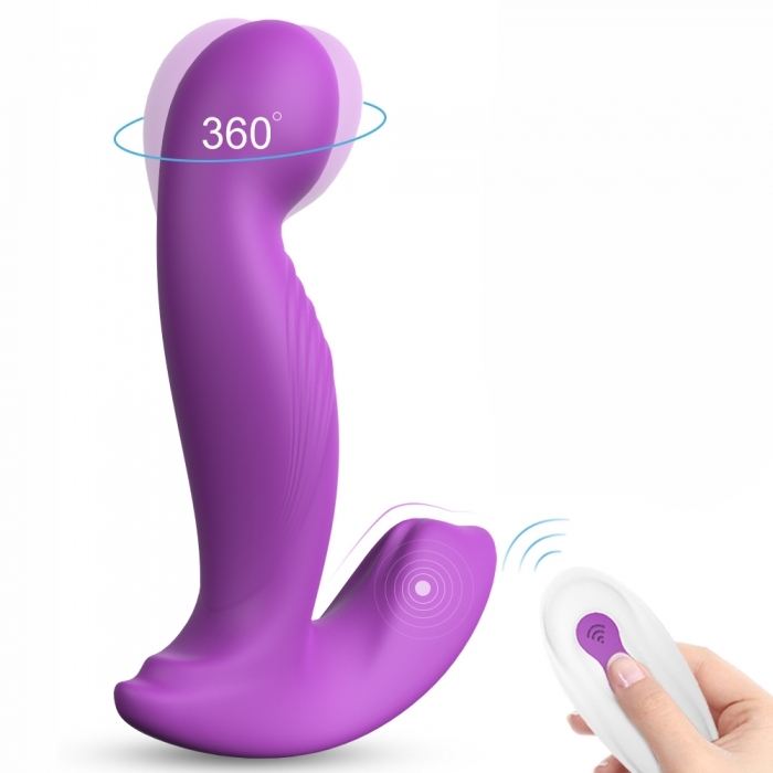 Maxim Remote Control USB Rechargeable Stimulator, 9 Vibration & Rotation Modes - Purple
