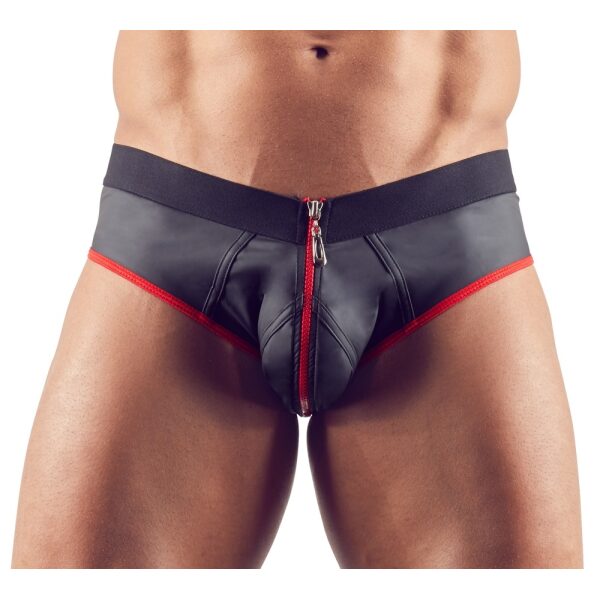 Bikini Jock with Zipper, Black/Red