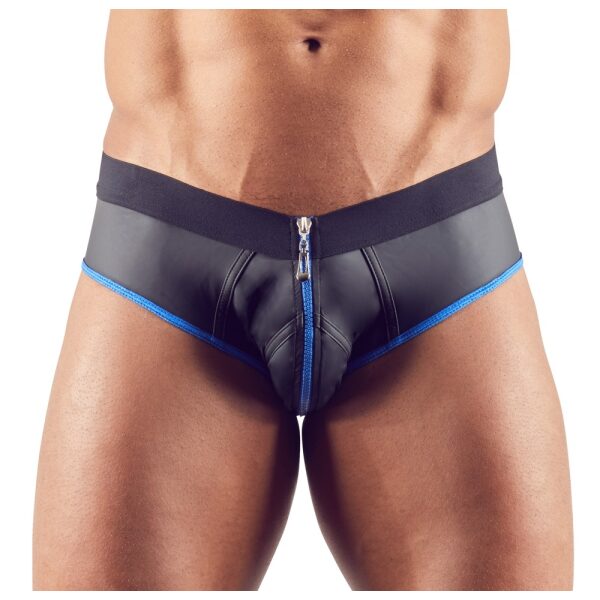 Bikini Jock with Zipper, Black/Blue