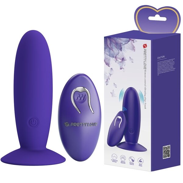 Youth Silicone Anal Plug, USB Rechargeable, Remote Control, 12 Vibrating Modes - Violet