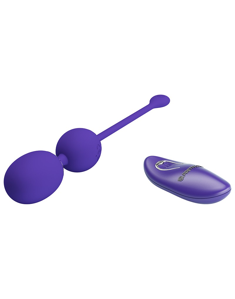 Willie Youth USB Rechargeable Silicone Kegel Balls, Remote Control, 12 Vibrating Modes - Violet - Image 5