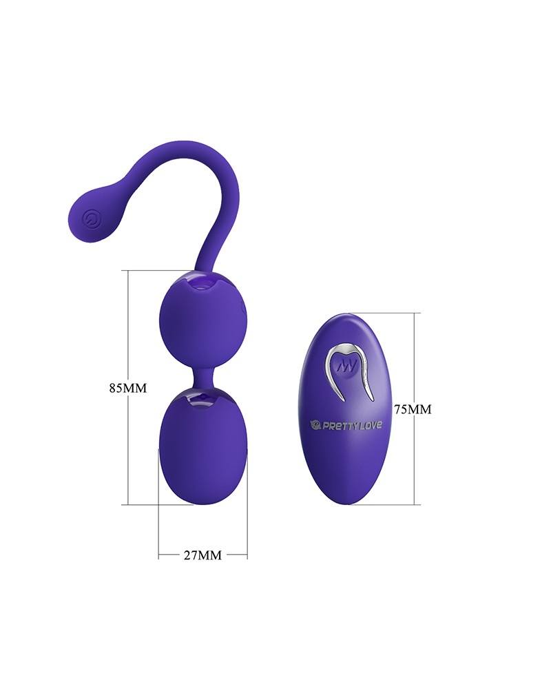 Willie Youth USB Rechargeable Silicone Kegel Balls, Remote Control, 12 Vibrating Modes - Violet - Image 3
