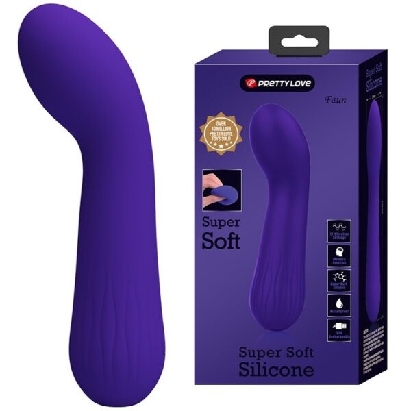 Faun G Spot Silicone Vibrator, 12 Vibrating Modes, USB Rechargeable - Violet