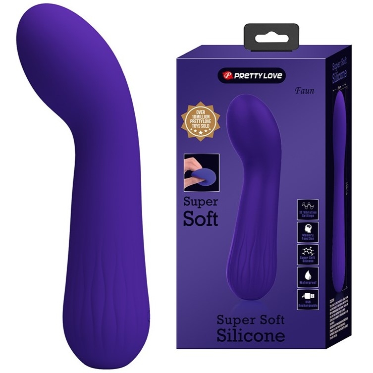 Faun G Spot Silicone Vibrator, 12 Vibrating Modes, USB Rechargeable - Violet