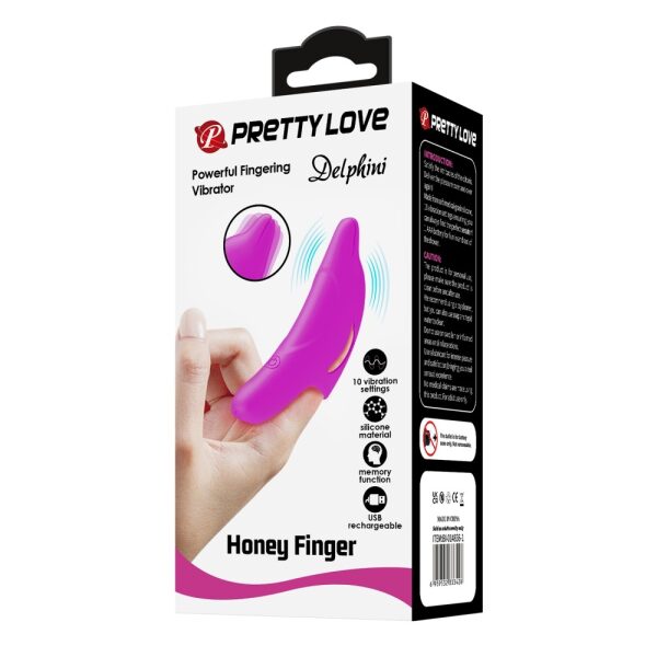 Pretty Love Delphini,10 Vibe settings Rechargeable Finger Silicone Vibrator - Purple
