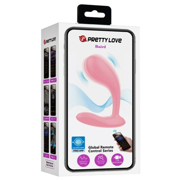 Pretty Love Baird Rechargeable, App-Controlled, G-spot Silicone Couple's Vibrator - Pink