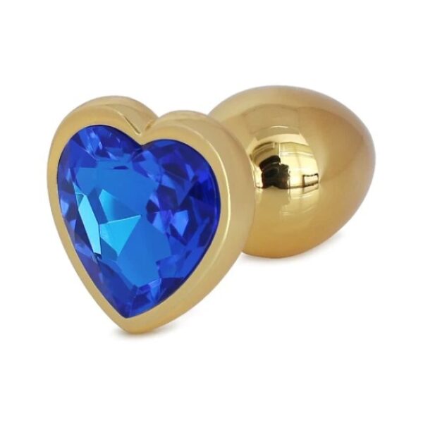 Hearty Metal Butt Plug Large Gold with Color Crystal - Assoretd Colors
