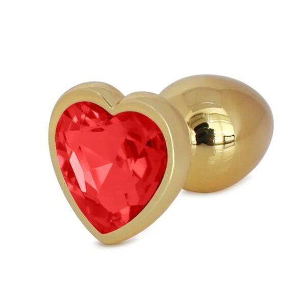 Hearty Metal Butt Plug Medium Gold with Color Crystal - Assorted Colors