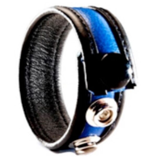3 Snap Leather Cock Ring - Black | Blue
