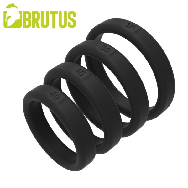BRUTUS Flat Slick - Black Silicone Cockring 45 mm
