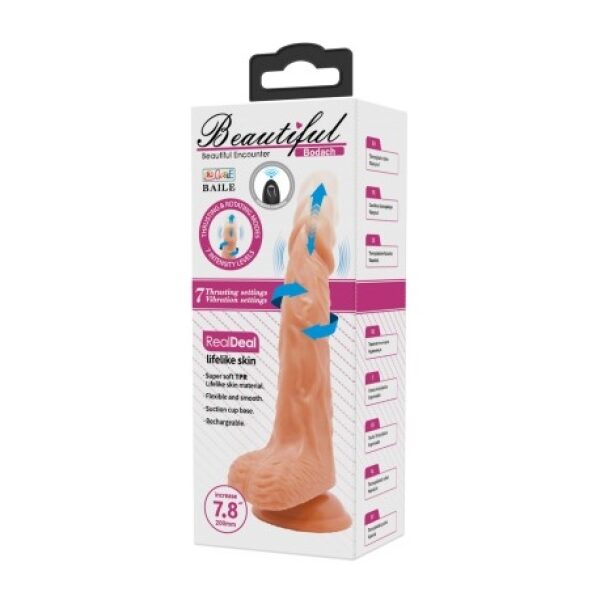 Beautiful Bodach 7,8 "Remote control, USB Rechargeable, Vibrating Dildo - Brown