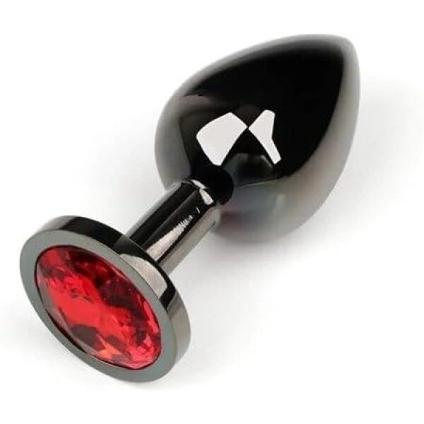 Metallic Dark Anal Plug, Medium with Crystal - Assorted Colors
