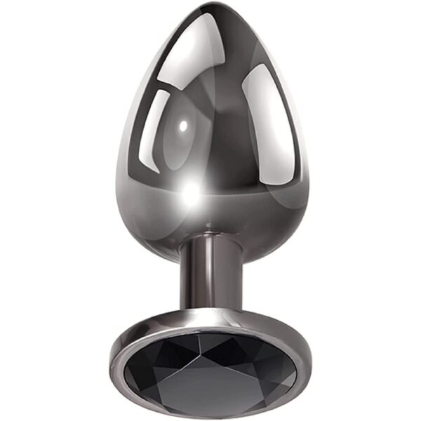 Metallic Dark Anal Plug, Large with Crystal-Assorted Colors