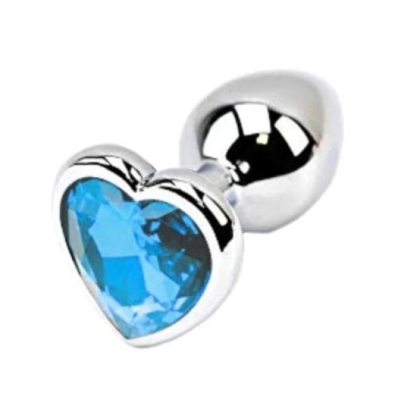 Hearty Metal Butt Plug Small Silver with Color Crystal - Assorted Colors