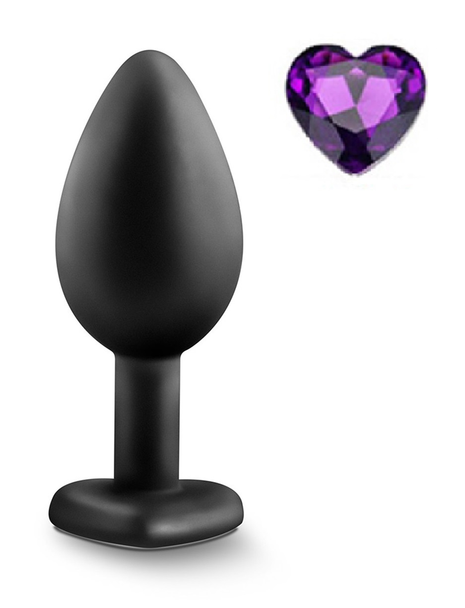 Anal Silicone Small Plug Brighty with Heart Shape Color Diamond Base / Assorted Colors - Image 6