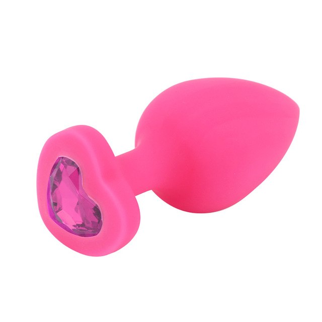 Anal Silicone Small Plug Brighty with Heart Shape Color Diamond Base / Assorted Colors - Image 8