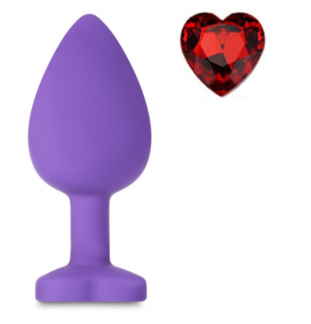 Anal Silicone Large Plug Brighty with Heart Shape Color Diamond Base / Assorted Colors - Image 4
